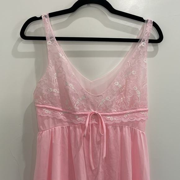 Vintage Montgomery Ward Pink Lace Slip Nightgown Dress Size Large Made In USA - Picture 2 of 13